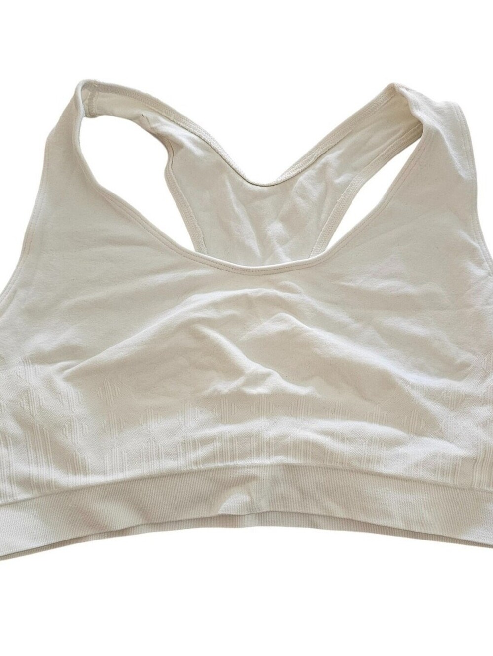 Womens Sz XL Classic Racerback Sports Bra Solid White